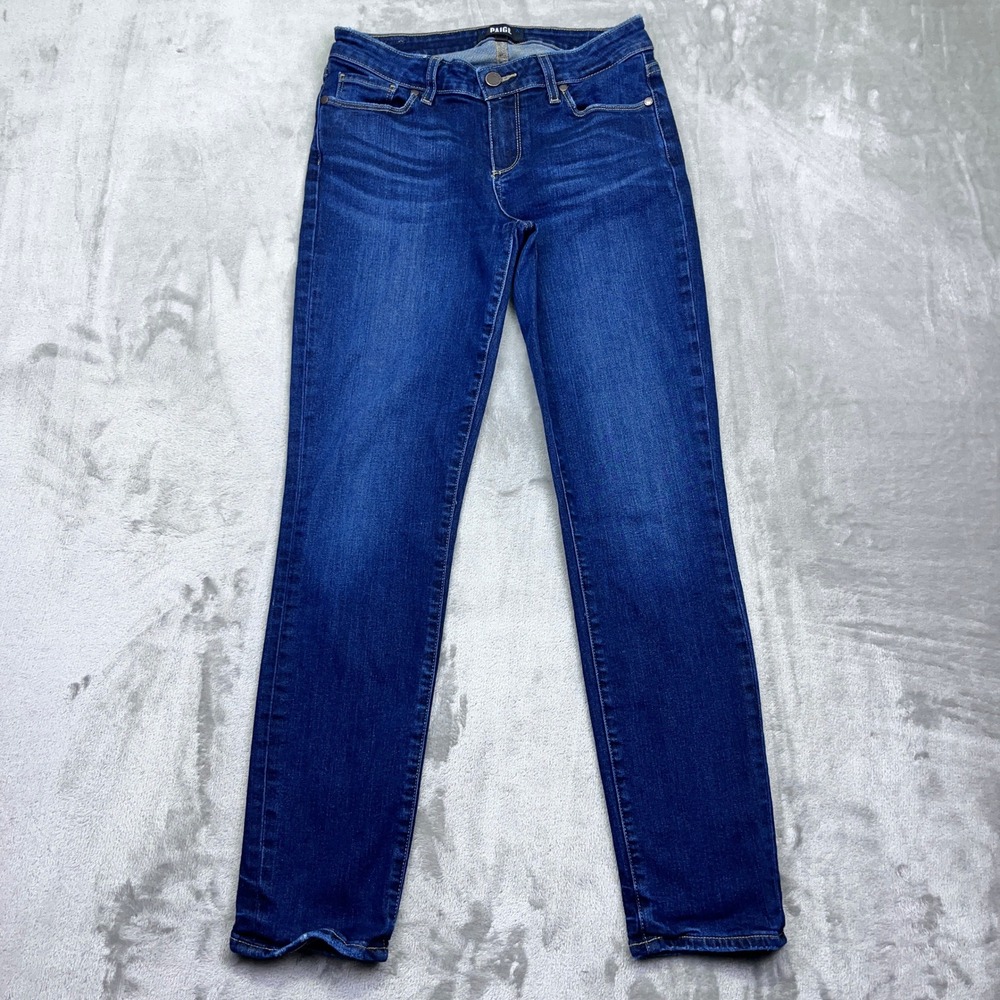 PAIGE Skyline Ankle Peg Jeans Womens Sz 28 Fits 27" Dark Wash Denim Made In‎ USA